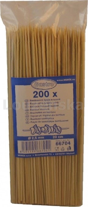 Špejle bambus.hrocené 20cm/200ks GASTRO