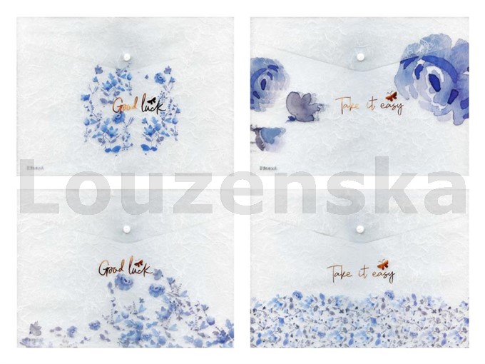 Desky s drukem A4 LUX potisk mix 4 Modré květy MFP