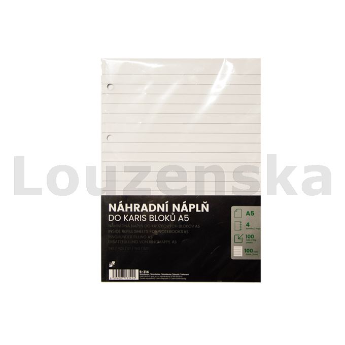 Náhradní listy do kroužk. bloku A5 linka/100listů