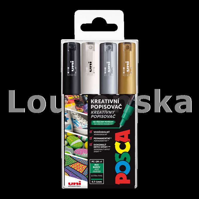 Sada akryl.popis./4barvy Posca PC-1M 
