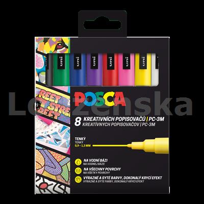 Sada akryl.popis./8barev Posca PC-3M základní barvy