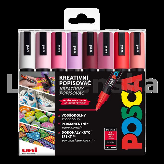 Sada akryl.popis./8barev Posca PC-5M Love