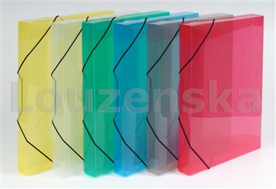 Desky A4 krabice 3cm s gumou průhl. Lines mix barev