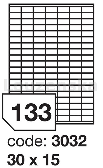Etikety Office na A4 bílé 30x15mm RAYFILM