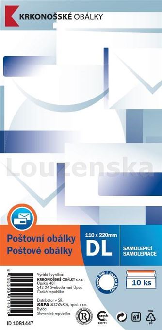 Obálka DL bez okna samolepící/10ks