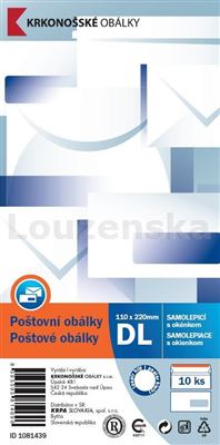 Obálka DL okno vpravo samolepící/10ks