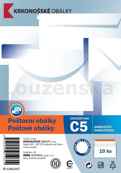 Obálka C5 samolepící/10ks