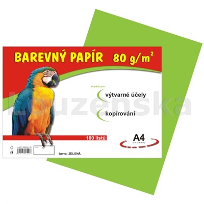 Barevný papír A4 80g/100l sv.zelený