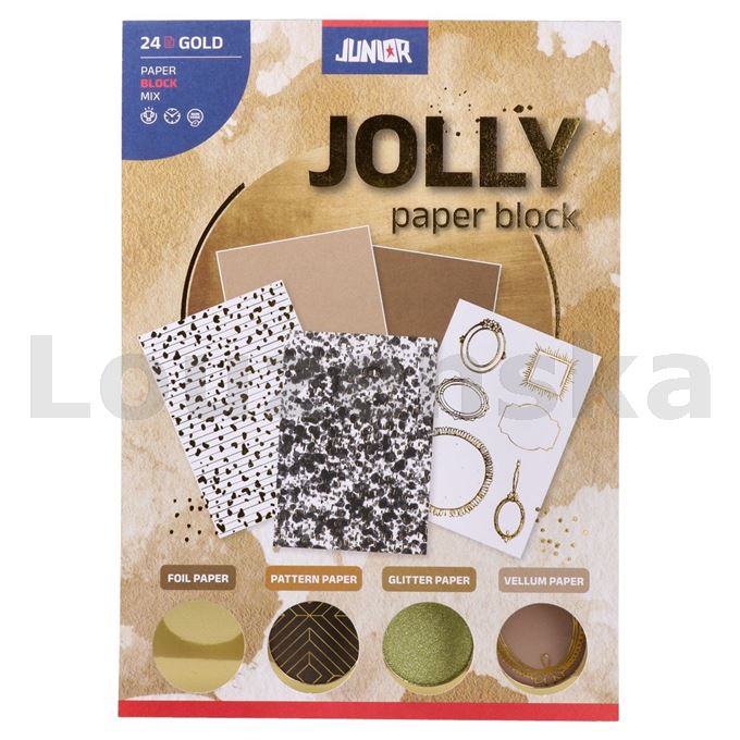 Blok dekorační papírů A5/24l zlatý mix JUNIOR