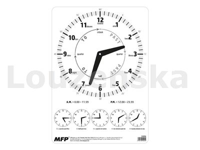 Hodiny dětské A4 bílé Anglické MFP