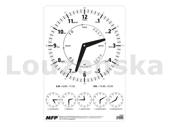 Hodiny dětské A4 bílé Anglické MFP