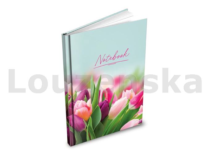 Záznamní kniha A6 100l čistá Tulipány