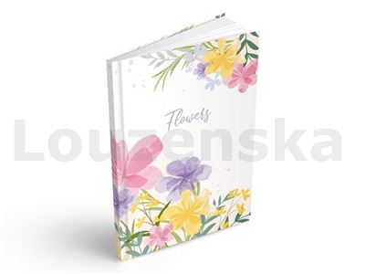 Záznamní kniha A5 100l čistá Bílá s květy MFP