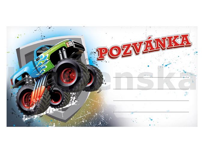 Pozvánka 190x100mm P022 Monster Truck/10ks