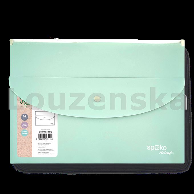 Obálka se zipem+druk A5 Releaf zelené SPOKO