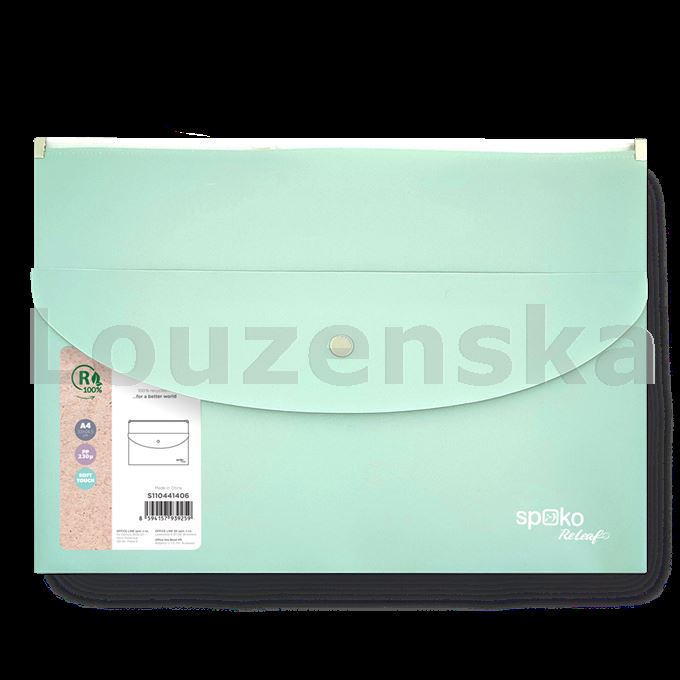 Obálka se zipem+druk A4 Releaf zelené SPOKO