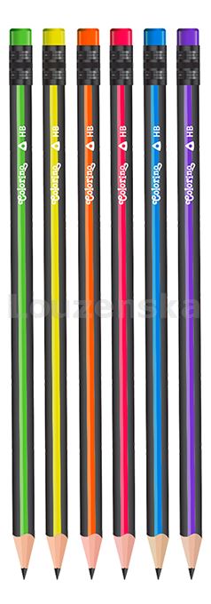 Tužka s gumou tříhranná Stripes mix barev COLORINO