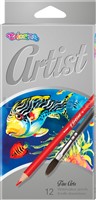 Pastelky Artist akvarel. sada/12barev + štětec COLORINO 