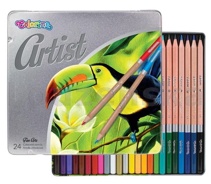 Pastelky Artist dřevěné sada/24barev v plechu COLORINO