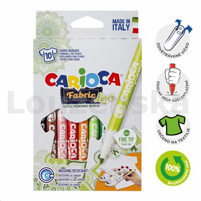 Fixy na textil tenký hrot sada/10barev CARIOCA