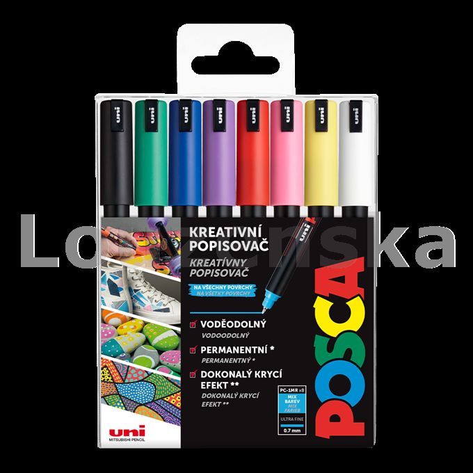 Sada akryl.popis./8barvy Posca PC-1MR
