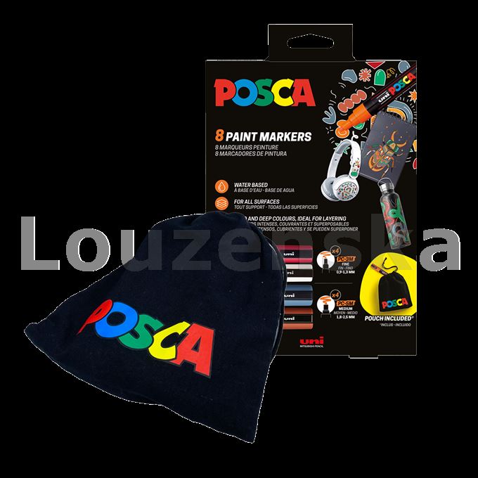 Sada akryl.popis./8barev Posca PC-3m+5M+sáček Posca