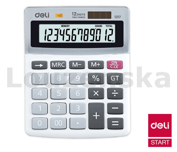 Kalkulačka DL-1217/12míst šedo-bílá DELI