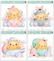 Okenní dekor velik. 30x33,5cm 6909 Kuřátka ve vajíčku 