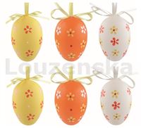 Vejce plast/6ks 6cm 9311 Květiny bílé,žluté,oranžové