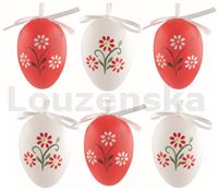 Vejce plast/6ks 6cm 9312 Květiny bílé a červené