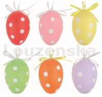 Vejce plast/6ks 6cm 9313 Puntíky mix barev