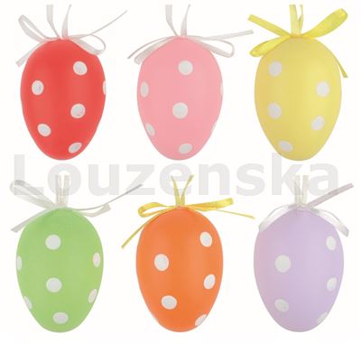 Vejce plast/6ks 6cm 9313 Puntíky mix barev