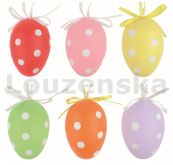 Vejce plast/6ks 6cm 9313 Puntíky mix barev