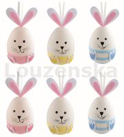 Vejce plast/6ks 6cm 9316 Zajíčci s růž.ušima
