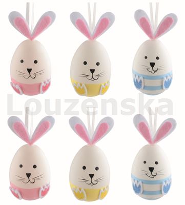 Vejce plast/6ks 6cm 9316 Zajíčci s růž.ušima