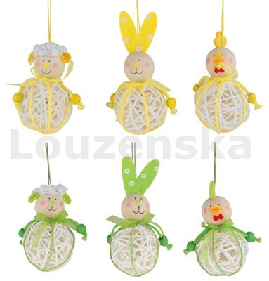 Dekorace závěs. ratan. Zajíčci, ovečky 8553