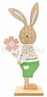 Zajíc dřevěný s kytkou 7168